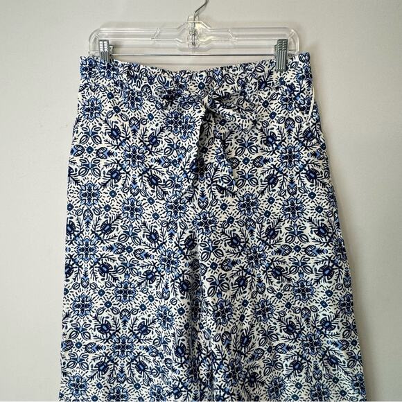 🍁 NWT Joie Linen Blend Boho Paisley Wide Leg Cropped Lightweight Pants With Tie - Picture 7 of 16